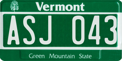 VT license plate ASJ043