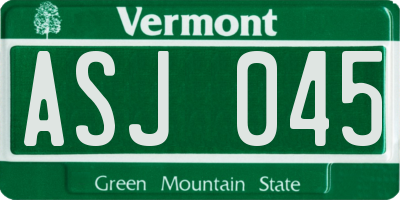 VT license plate ASJ045