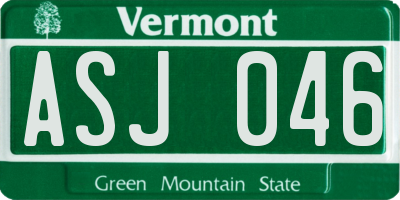 VT license plate ASJ046