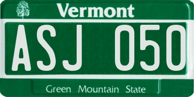 VT license plate ASJ050
