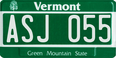 VT license plate ASJ055