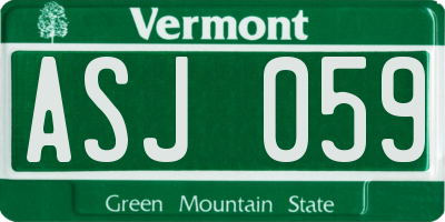 VT license plate ASJ059