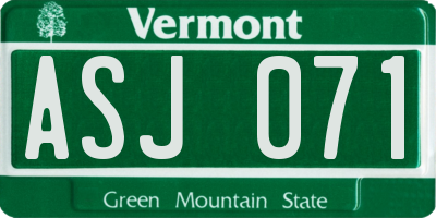 VT license plate ASJ071