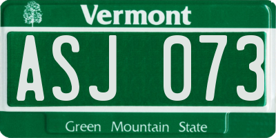 VT license plate ASJ073
