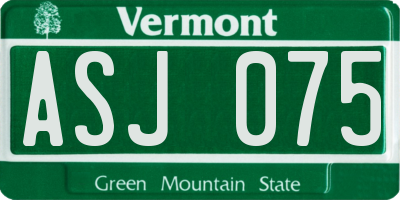 VT license plate ASJ075