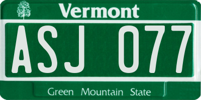 VT license plate ASJ077