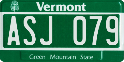 VT license plate ASJ079