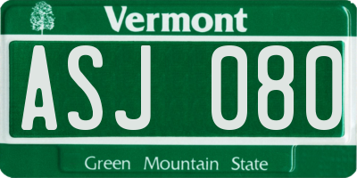 VT license plate ASJ080