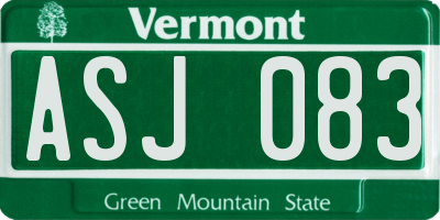 VT license plate ASJ083