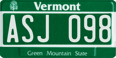 VT license plate ASJ098