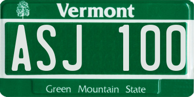 VT license plate ASJ100
