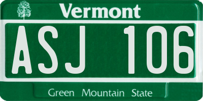 VT license plate ASJ106