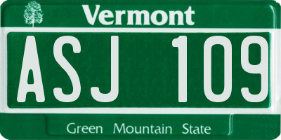 VT license plate ASJ109