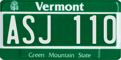VT license plate ASJ110