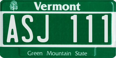 VT license plate ASJ111