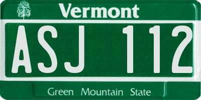 VT license plate ASJ112