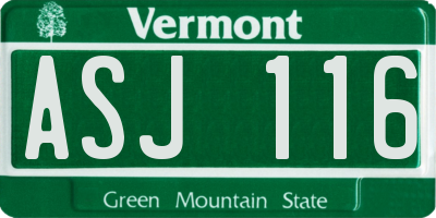 VT license plate ASJ116