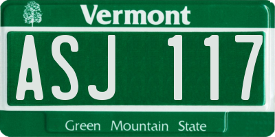 VT license plate ASJ117