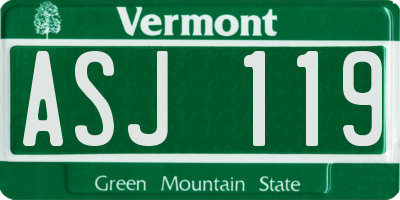 VT license plate ASJ119