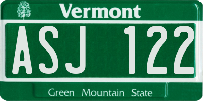 VT license plate ASJ122
