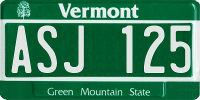 VT license plate ASJ125
