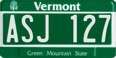 VT license plate ASJ127