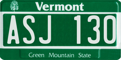 VT license plate ASJ130