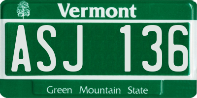 VT license plate ASJ136