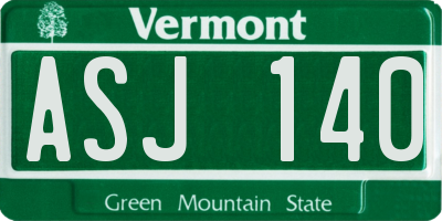VT license plate ASJ140