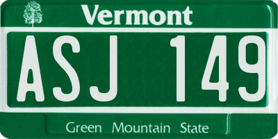 VT license plate ASJ149