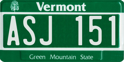 VT license plate ASJ151
