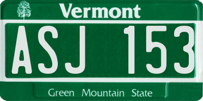VT license plate ASJ153