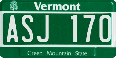 VT license plate ASJ170
