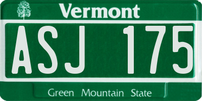 VT license plate ASJ175