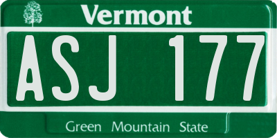 VT license plate ASJ177