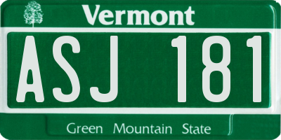 VT license plate ASJ181