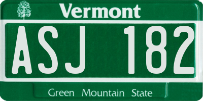 VT license plate ASJ182