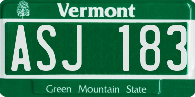 VT license plate ASJ183