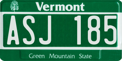 VT license plate ASJ185