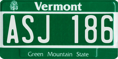 VT license plate ASJ186