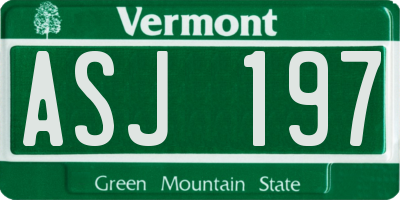 VT license plate ASJ197