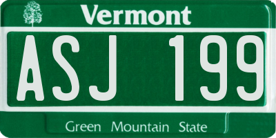 VT license plate ASJ199