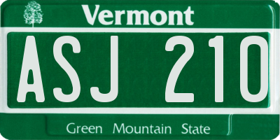 VT license plate ASJ210