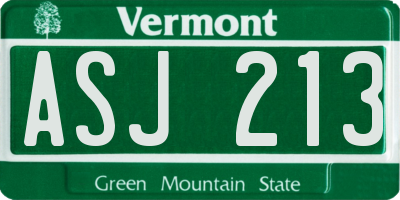 VT license plate ASJ213