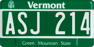 VT license plate ASJ214