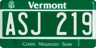 VT license plate ASJ219