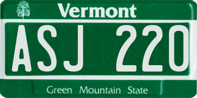 VT license plate ASJ220