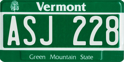 VT license plate ASJ228