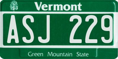 VT license plate ASJ229
