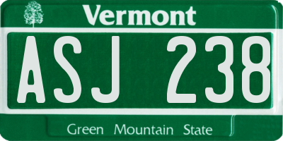 VT license plate ASJ238
